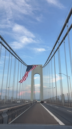 Fourth of July drive across a New York suspension bridge