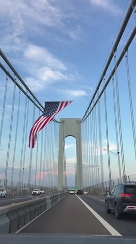 Fourth of July drive across a New York suspension bridge