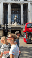 Routine street scene captured outside ornate London building