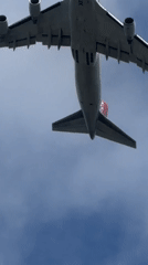 Cargolux plane overhead, shot from below near Luxembourg Airport
