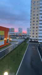 Twilight view captured over residential Tobolsk, Russia skyline