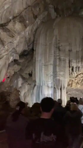 Tourist group explores illuminated cave system in Abkhazia