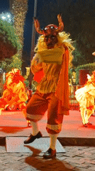 Traditional dancers perform nighttime cultural event in Arequipa plaza