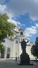Church of Saint Sava filmed on cloudy afternoon in Belgrade