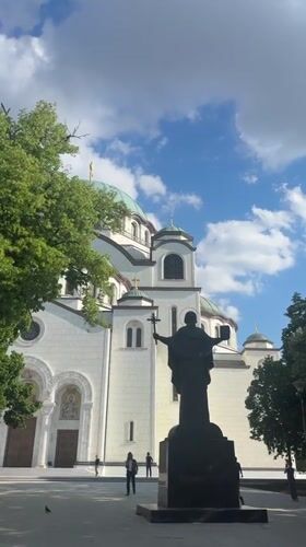 Church of Saint Sava filmed on cloudy afternoon in Belgrade