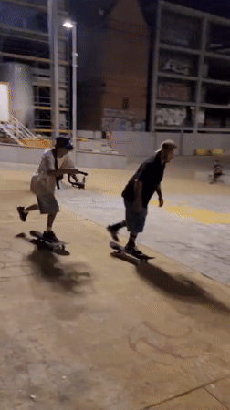 Nighttime skateboarding session filmed at Barcelona skatepark