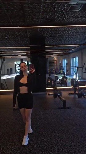 Woman takes mirror selfies at gym, bathroom in Bulgaria