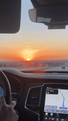 Driver experiences sunset while traveling through Babaeski, Turkey
