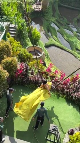 Tourist Documents Rice Terrace Swing Experience in Bali