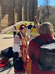 Pro-Ukraine demonstration with traditional music at Kyiv Golden Gate