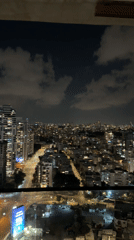 Nighttime panoramic view of Tel Aviv captured from rooftop