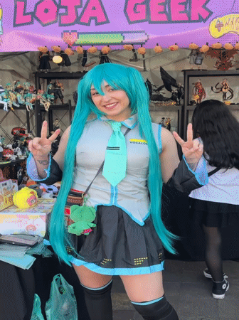 Hatsune Miku cosplay meets Catedral da Sé in downtown São Paulo