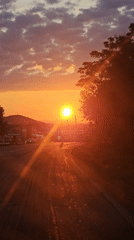 Sunset observed from roadside in Stara Zagora, Bulgaria