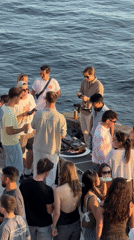 Group gathers on Rijeka waterfront pier