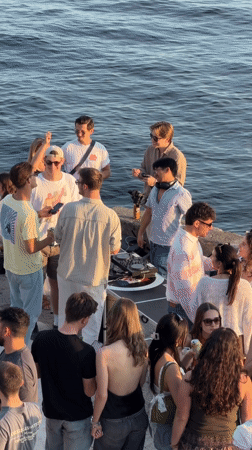 Group gathers on Rijeka waterfront pier