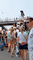 Busy summer morning at Novosibirsk's main train station