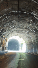 Driver records journey through cracked tunnel in Gagra, Abkhazia