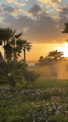 Golden hour along Estepona's gardens and shoreline
