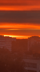 Fiery sunset lights up the Sosnoviy Bor skyline