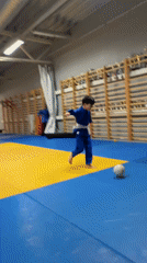 Kids' judo class turns playful with a green ball in Tallinn gym