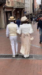 Vintage-dressed people spotted on Terrassa streets during morning hours