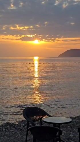 Sunset captured from pebble beach in Bar, Montenegro