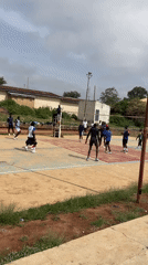 Young men play volleyball, basketball on outdoor courts in Nigeria