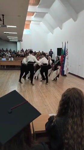 Folk dancers perform at graduation ceremony in Bulgaria