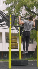 Man exercises at outdoor fitness park in Burgas