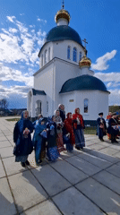 Children gather for traditional singing at Orthodox church in Markovo
