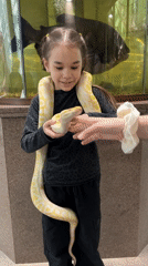 Girl handles snake at Izhevsk wildlife facility