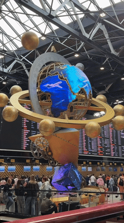 Busy airport terminal interior documented in Khimki, Russia