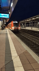 Late-night train arrival at Siegburg/Bonn station