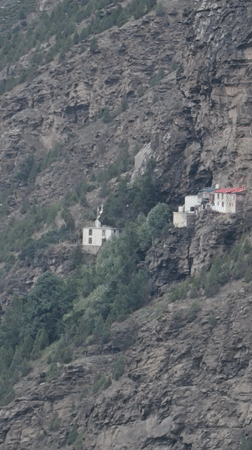Keylong's mountain valley under heavy clouds, mid-monsoon