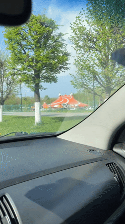 Circus tent and red star observed in Cheboksary streets