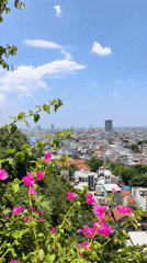 Tuy Hoa's Cham Towers and riverside cityscape from above
