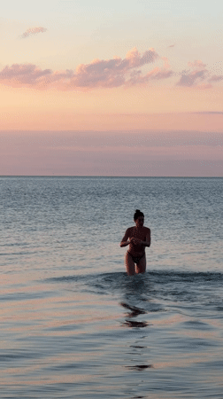 Wading into the Black Sea at golden hour near Odesa