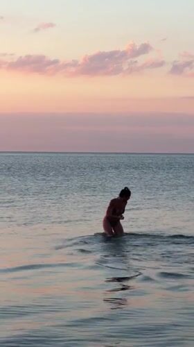 Wading into the Black Sea at golden hour near Odesa
