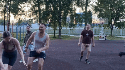 Pickup basketball, volleyball games observed at Izhevsk sports courts