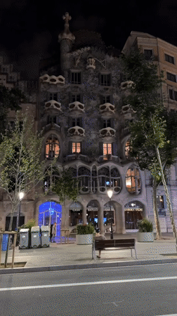 Barcelona nightlife documented near Casa Batlló landmark