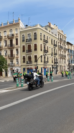 Green-shirted protesters march through València streets in daytime demonstration