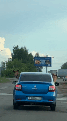 Dogs stick heads out car windows in Votkinsk