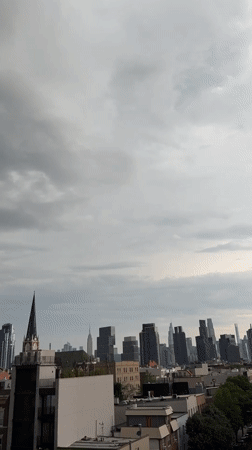 Rooftop observers document overcast evening skyline across NYC