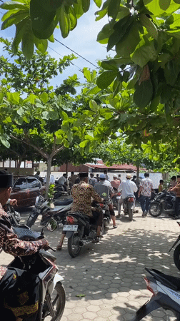 Morning mosque gathering and departure in Lhokseumawe, Indonesia