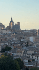 Toledo's skyline and river at golden hour, multiple angles