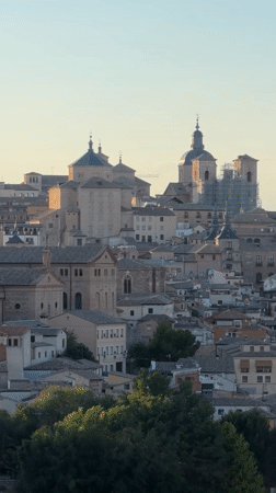 Toledo's skyline and river at golden hour, multiple angles
