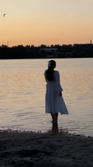 Sunset moment in shallow water along a Ternopil shore