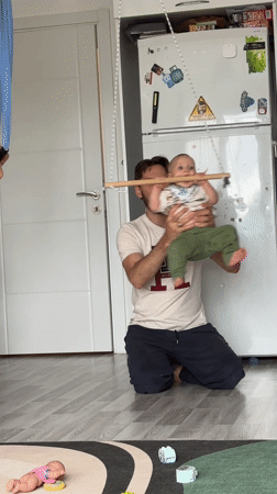 Children practice indoor gymnastics in Fethiye home
