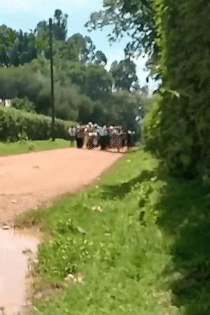 Flag-bearing procession moves through rural Kenyan villages