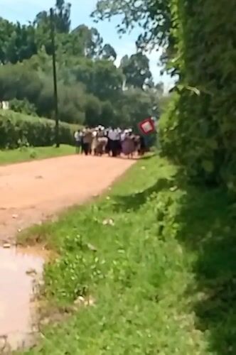 Flag-bearing procession moves through rural Kenyan villages